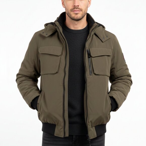 🔥 LIKE NEW! Men Winter Bomber Jacket- Insulated Coat, Olive Green (M)- NO FLAWS - Picture 1 of 9